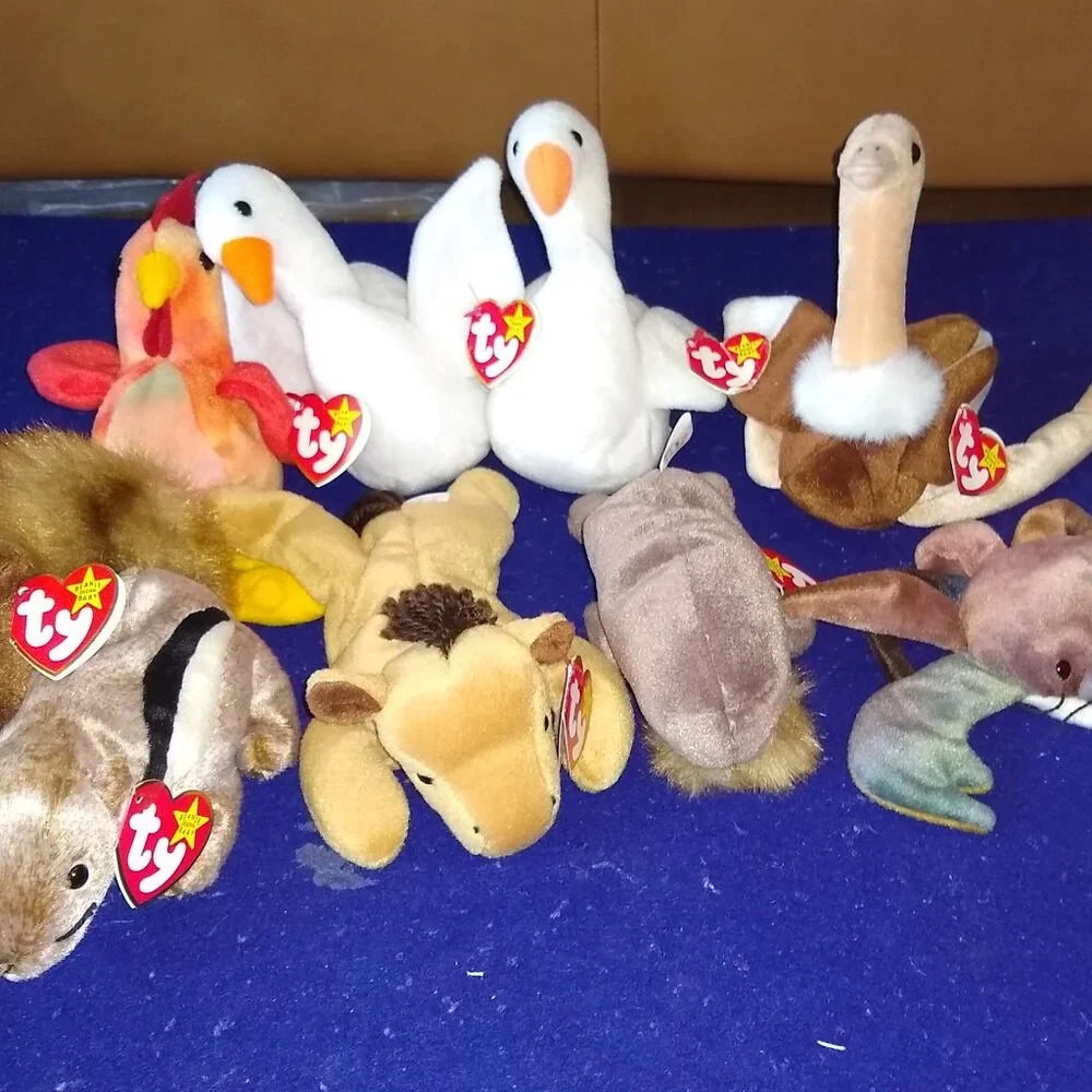 Ty Beanie Babies various animals with tags set of 9 used